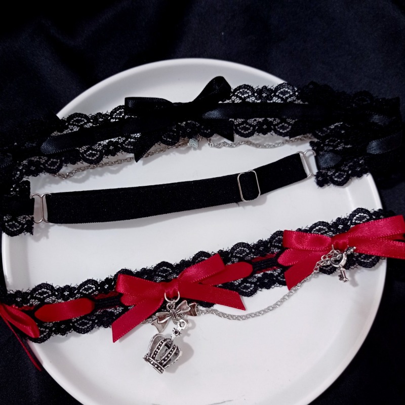 Body Jewelry Ends - セクシーな調節可能な伸縮性レッグチェーン、ブラックレースのリボン付きクラウンジュエリー、女性用ボディチェーンジュエリー、太ももガーターベルト、パーティーウェア