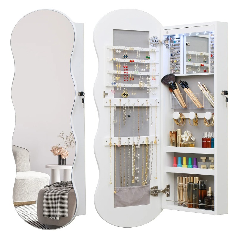 Body Jewelry Storage - ヨーロッパ風シンプル木製全身鏡、ジュエリー収納、多機能ミラーキャビネット
