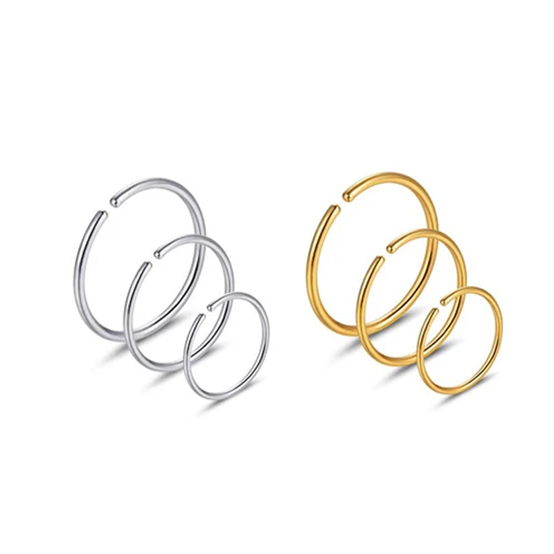 Body Jewelry Nose Ring - 6個/ロット 低アレルギー性ノーズリングフープ 316Lサージカルステンレス鋼 20G イヤリング 軟骨