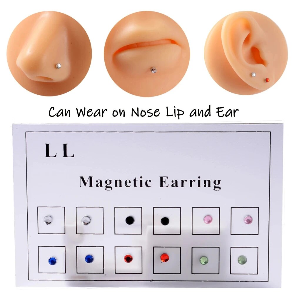 ドリルされていない磁気イヤリング,偽のイヤスタッド,耳珠,ア - Body Jewelry Nose Ring のレビューと価格
