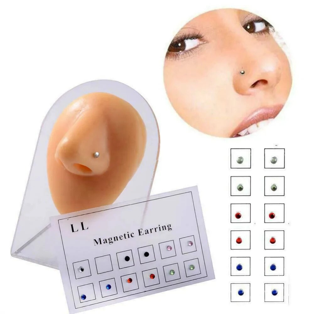 ドリルされていない磁気イヤリング,偽のイヤスタッド,耳珠,ア - Body Jewelry Nose Ring のレビューと価格