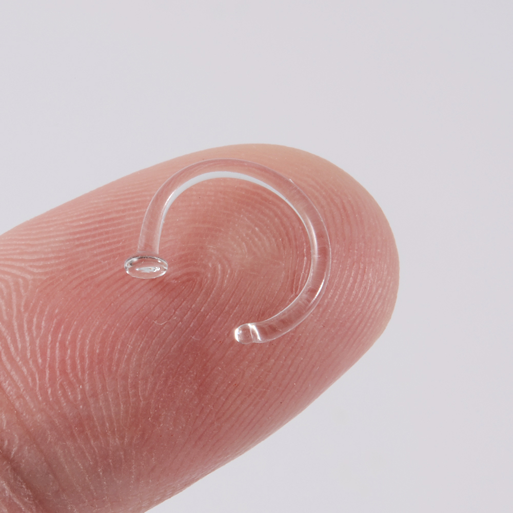 1pcガラス鼻スタッド透明ガラスストレート鼻リングストラップ - Body Jewelry Storage のレビューと価格