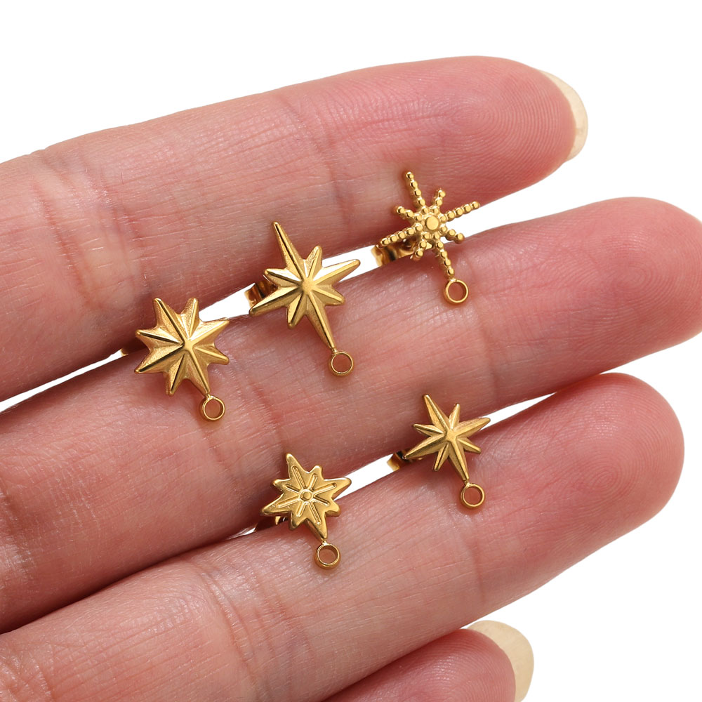 6個入りステンレス製スターピアススタッド、イヤリング製作ツー - Body Jewelry Gold のレビューと価格