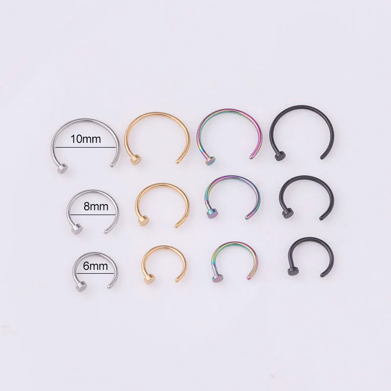 5個/ロット 20G ノーズリングフープ、6mm/8mm/1 - Body Jewelry Nose Ring のレビューと価格