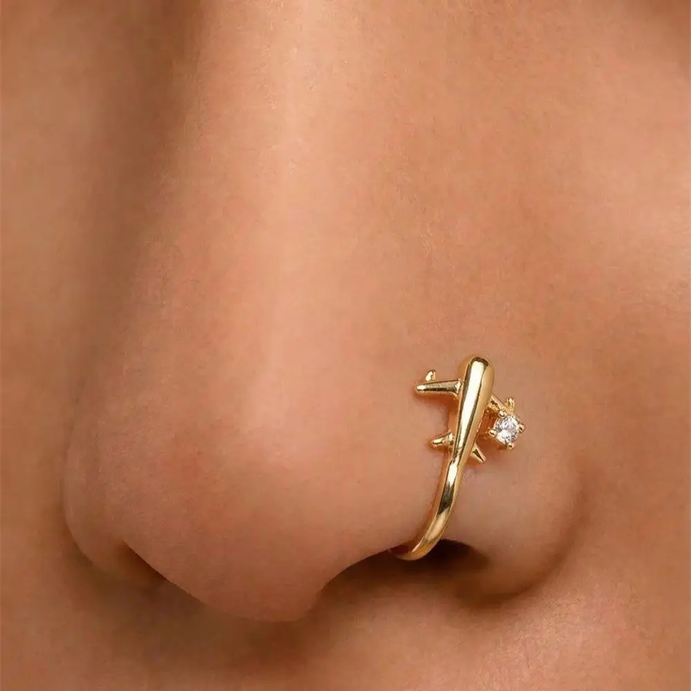 1PC 飛行機デザインノーピアス鼻クリップ日常着用パーティー - Body Jewelry Nose Ring のレビューと価格