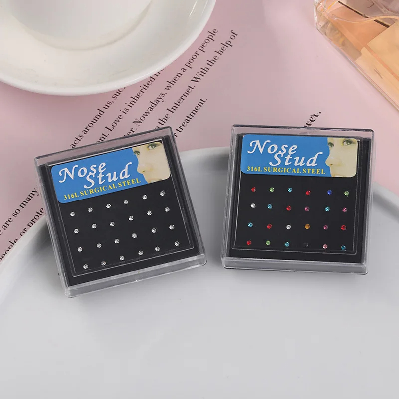 24個入り/箱 クリスタルノーズリングスタッド ファッション - Body Jewelry Storage のレビューと価格