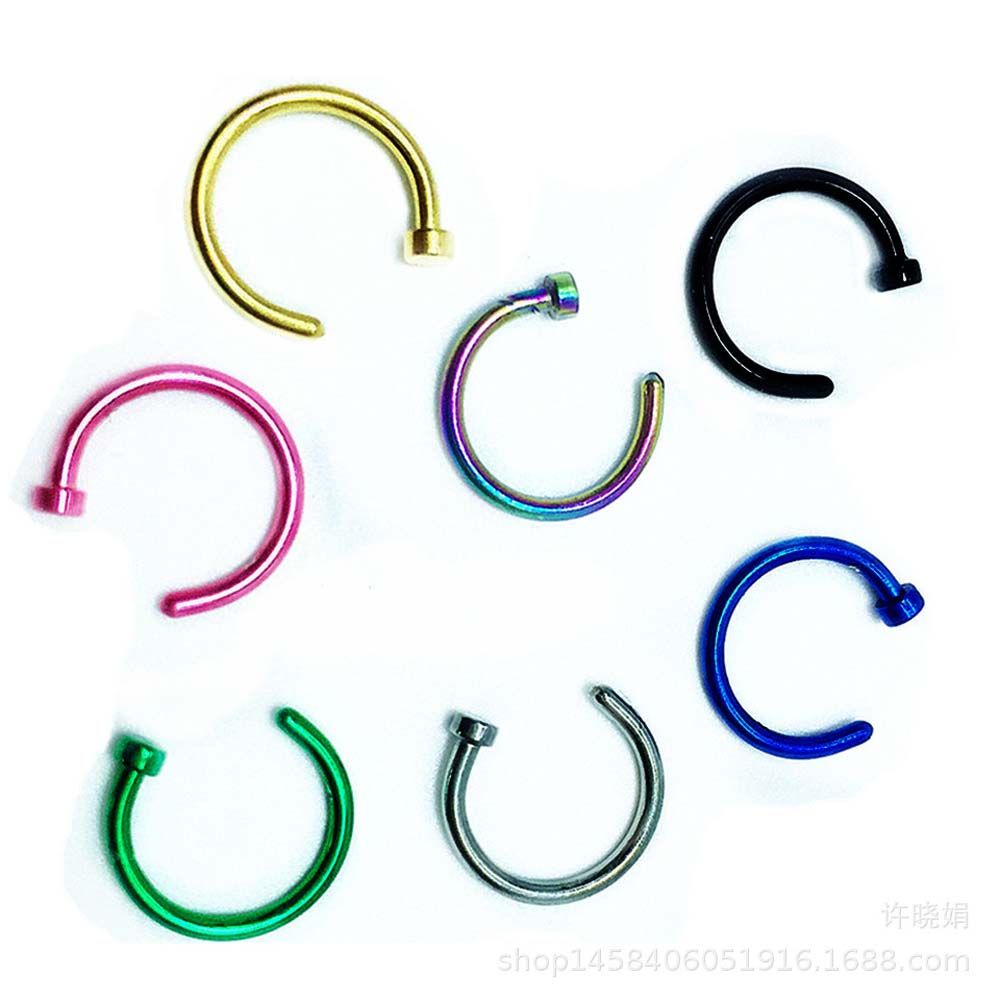女性用薄型ステンレススチール製C型フープスタッドピアス、ボデ - Body Jewelry Nose Ring のレビューと価格