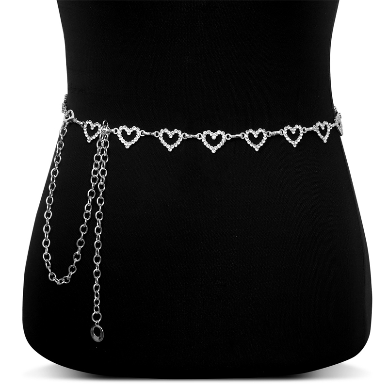 ファッションラインストーンハートウエストチェーン女性用調節可 - Body Jewelry Ends のレビューと価格