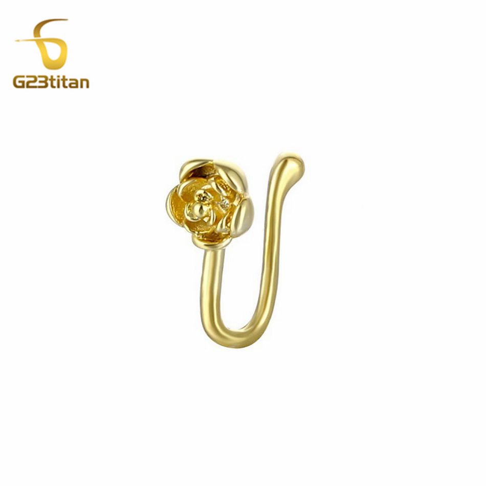 1pc クリスタル銅ローズノーズクリップ U 字型フェイクピ - Body Jewelry Nose Ring のレビューと価格