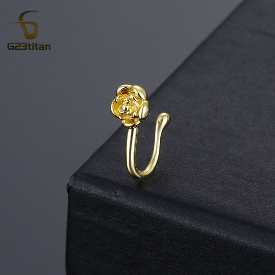 1pc クリスタル銅ローズノーズクリップ U 字型フェイクピ - Body Jewelry Nose Ring のレビューと価格