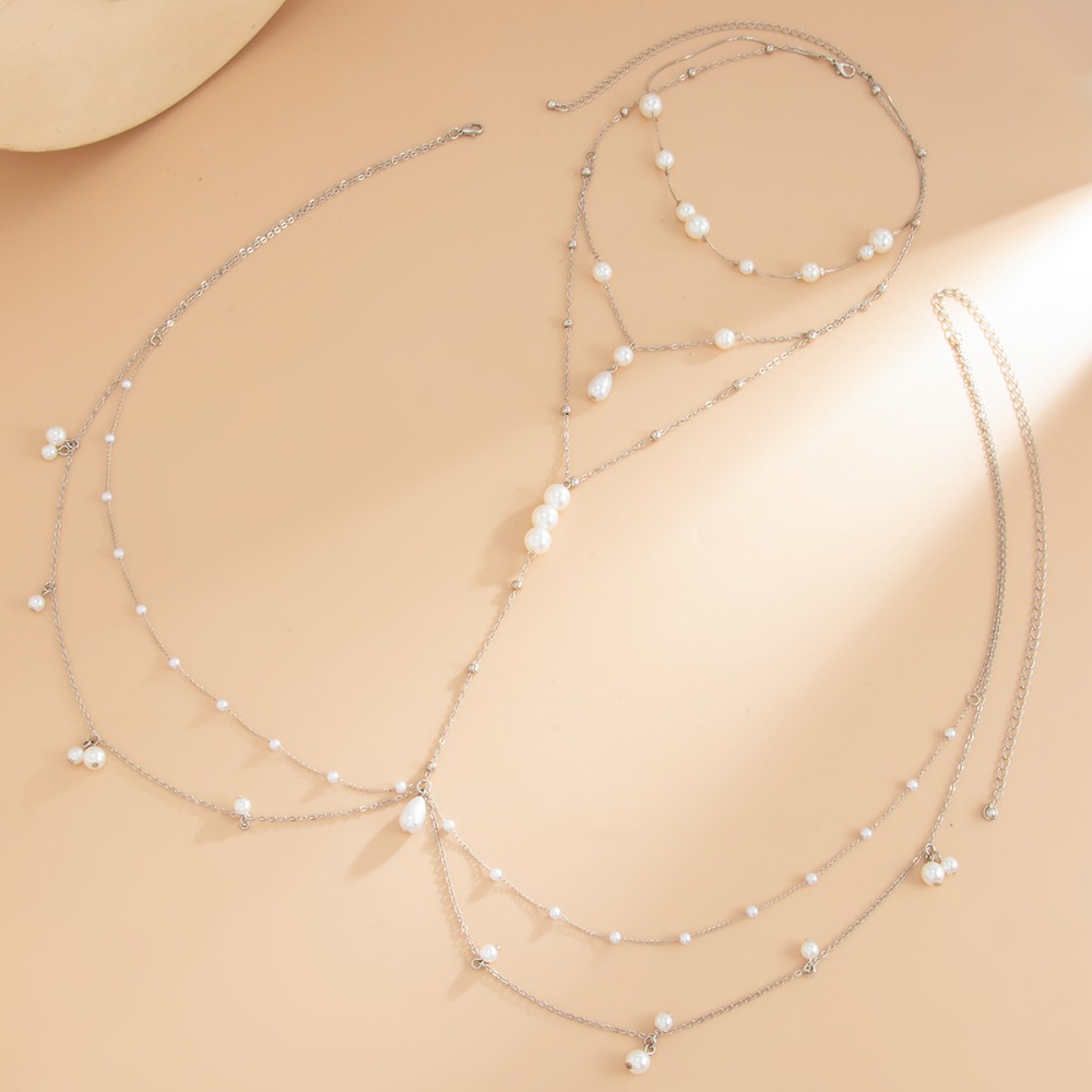 多層模造パールネックレスチェストベリーチェーン一体型ウエスト - Body Jewelry Ends のレビューと価格