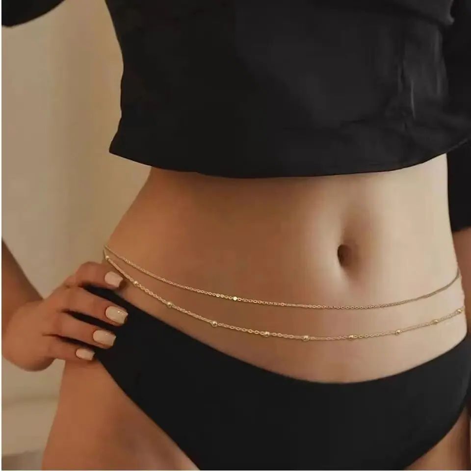 ヒップホップ二層ベリーチェーン女性のための Y2K ゴールド - Body Jewelry Ends のレビューと価格