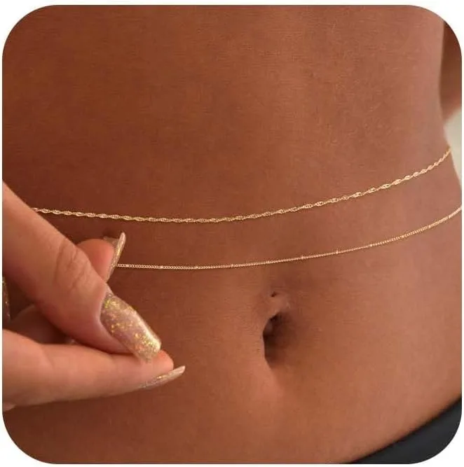 14K金メッキ 26-33インチ 調節可能なウエストビーズチ - Body Jewelry Ends のレビューと価格