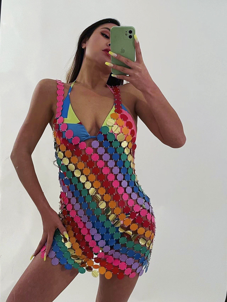 セクシーなホルターネックラインとカラフルなスパンコールのボデ - Body Jewelry For Backless Dress のレビューと価格