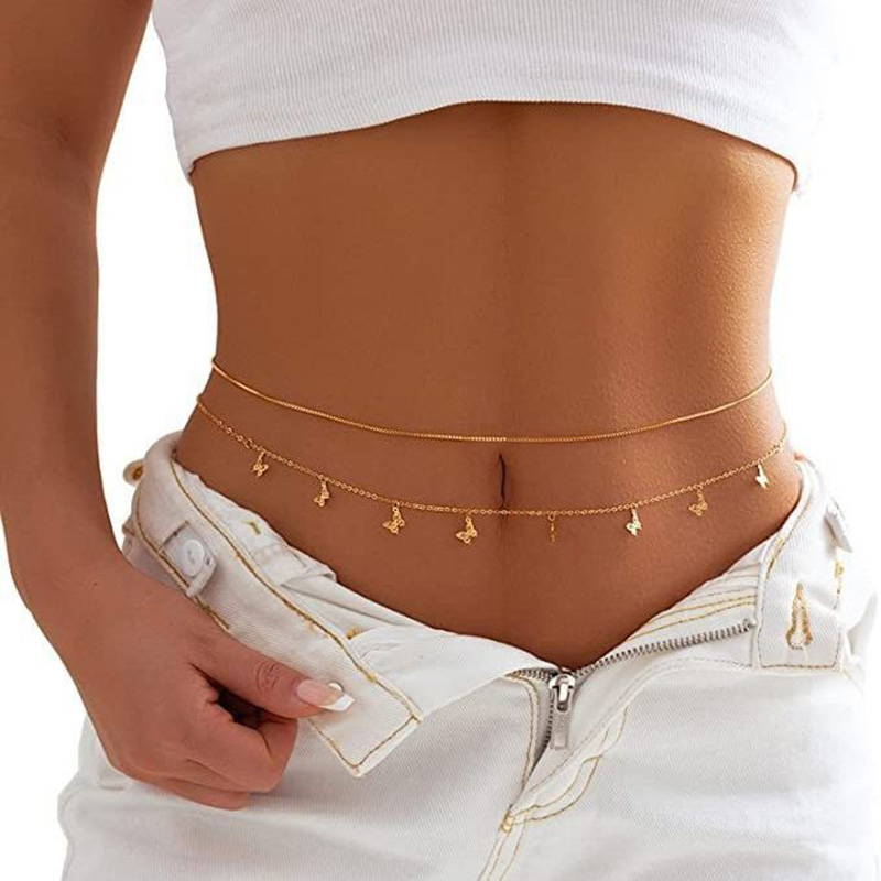 女性のためのシンプルな二重層ビーズチェーン,ウエストベルト, - Body Jewelry Bulk のレビューと価格