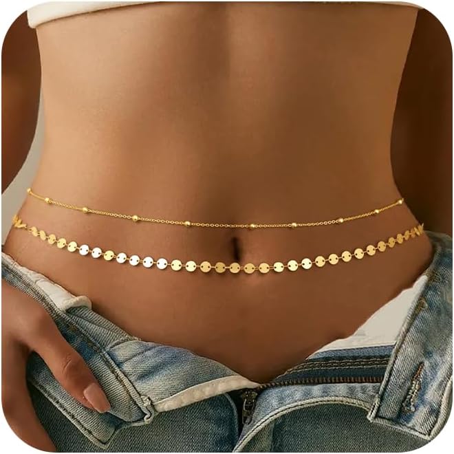 シルバーメッキゴールドメッキベリーチェーン調節可能なボディチ - Body Jewelry Gold のレビューと価格
