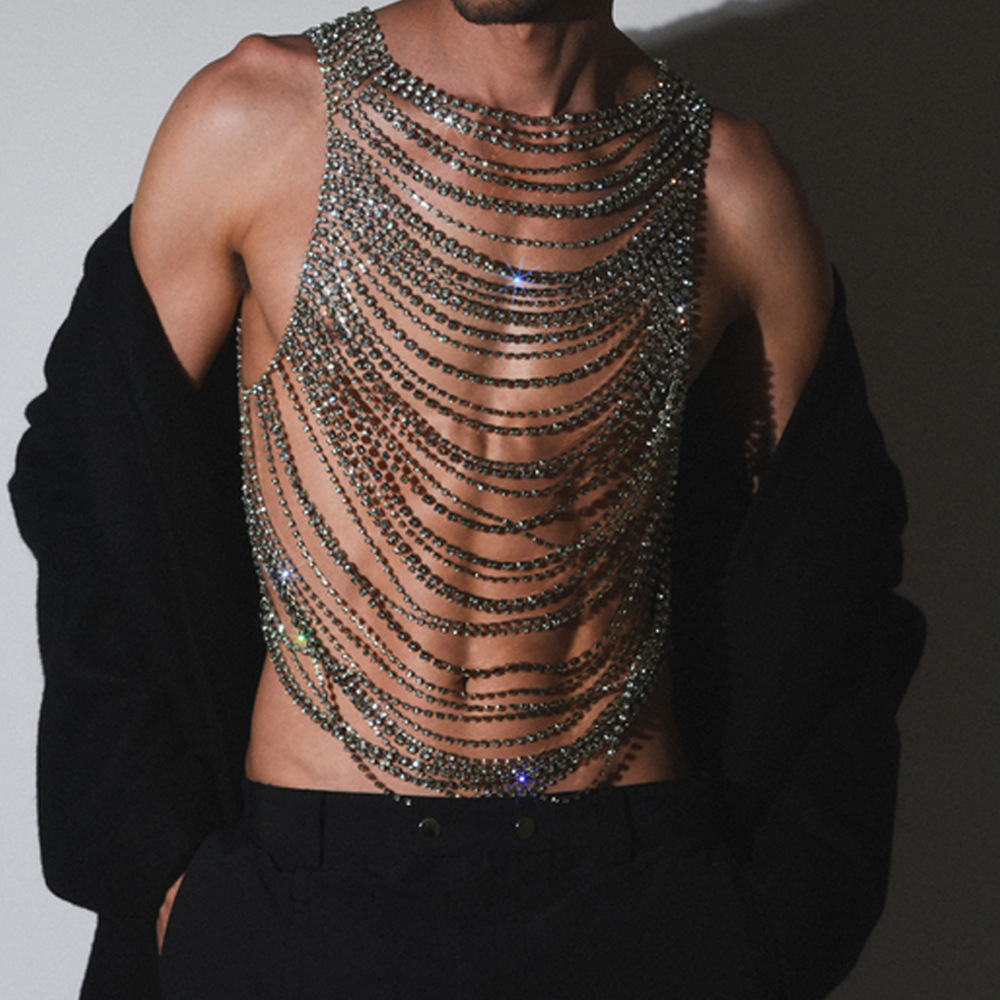 ファッション豪華なブリンブリン男性女性のボディチェーン下着ラ - Body Jewelry Gold のレビューと価格